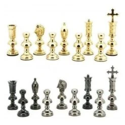 Chess Set Metal Dark Titanium & Gold On 20 Inch Mahogany Chess Board By Dal Rossi -Board Game Store 06b427fb ded0 4c7e a183 6748481a8263