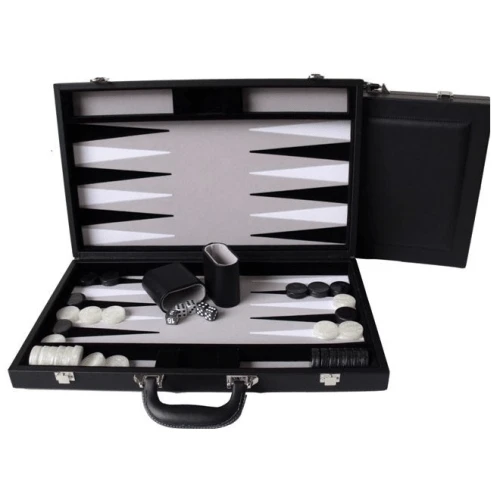 Backgammon 18 Inch Black Leather Case By Dal Rossi 3 Backgammon 18 Inch Black Leather Case By Dal Rossi