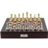 Chess Set Silver & Gold On 20 Inch Mahogany Chess Board By Dal Rossi