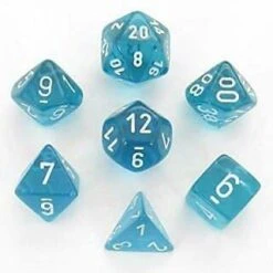 Translucent Teal/White 7-Die Set By Chessex