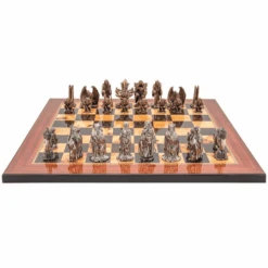 Chess Set Evil Ring On 20 Inch Walnut Gloss Chess Board Flat By Dal Rossi