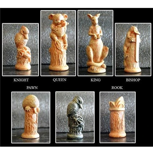 Chess Pieces Australiana Hand Painted 3 Chess Pieces Australiana Hand Painted