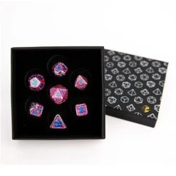 LPG Dice RPG Set Leadlight 4 Colour Blue/Pink/Silver