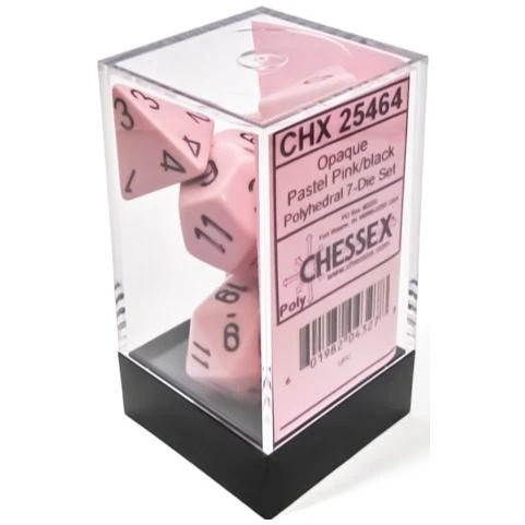 Opaque Polyhedral Pastel Pink/black 7-Die Set 4 Opaque Polyhedral Pastel Pink/black 7-Die Set - Image 2