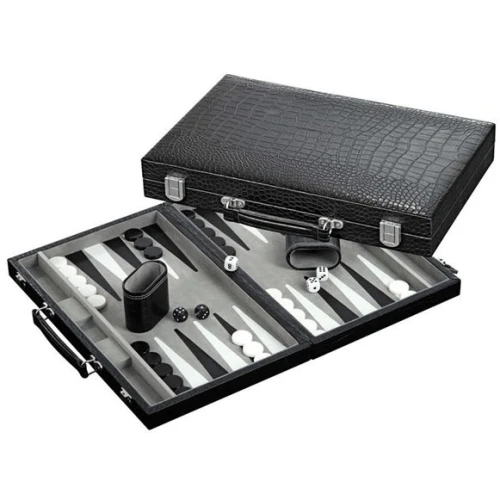 Backgammon 15 Inch Black Crocodile Case By Philos 3 Backgammon 15 Inch Black Crocodile Case By Philos