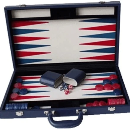 Backgammon 18 Inch Blue Leather Case By Dal Rossi 3 Backgammon 18 Inch Blue Leather Case By Dal Rossi