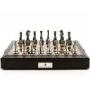 Chess Set Dark Titanium & Silver On 18 Inch Walnut Gloss Leather Board By Dal Rossi -Board Game Store 43ceba5a e551 4f85 bb14 d9872d4e7b0b