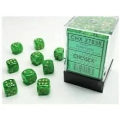 Vortex Green/Gold Block 12mm D6 Dice (36 Dice) By Chessex