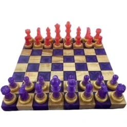 Custom Chess Template – Resin & Wood Chess Set Chopping Board Style 36cm