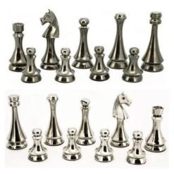 Chess Set Dark Titanium & Silver On 20 Inch Walnut Finish Chess Board By Dal Rossi -Board Game Store 4e5ecdcd 5af8 4c69 8742 2c7df6d6c373