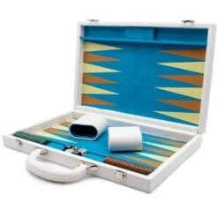Backgammon 15 Inch 38 Cm White PU Leather By LPG