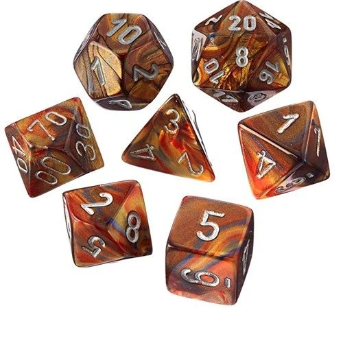 Lustrous Gold/silver 7-Die Set By Chessex 3 Lustrous Gold/silver 7-Die Set By Chessex
