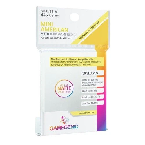 Card Sleeves (44x67mm) Mini American Matte 50 Pack By Gamegenic 3 Card Sleeves (44x67mm) Mini American Matte 50 Pack By Gamegenic