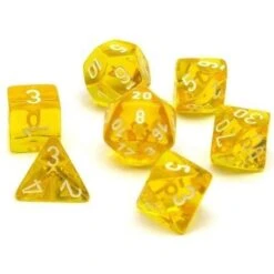 Translucent Yellow/White 7-Die Set By Chessex