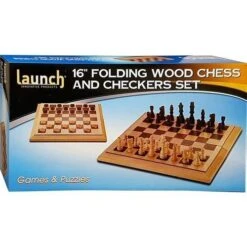 Chess & Checkers Set 16 Inch Wood By Launch