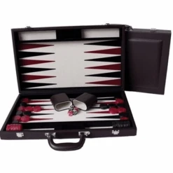 Backgammon 15 Inch Brown Leather Set By Dal Rossi