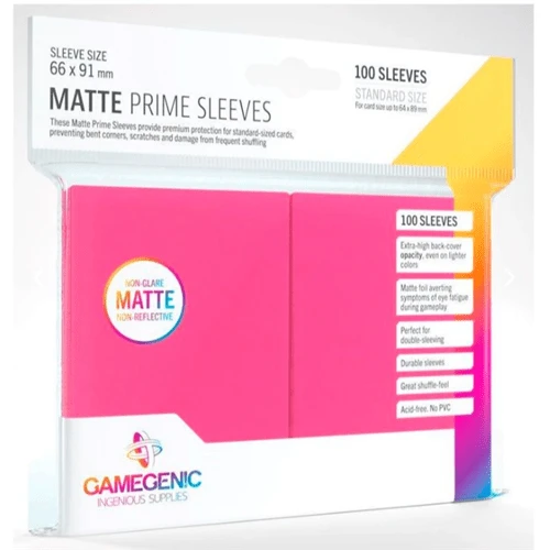 Card Sleeves (66x91mm) Standard Matte Prime 100 Pack PINK By Gamegenic 3 Card Sleeves (66x91mm) Standard Matte Prime 100 Pack PINK By Gamegenic