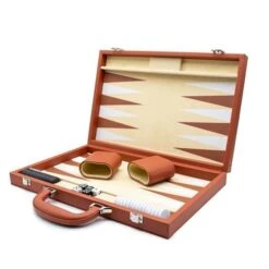 Backgammon 15 Inch 38 Cm Brown PU Leather By LPG