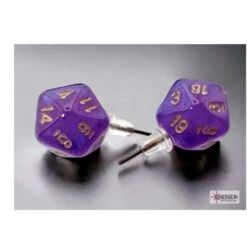 Stud Earrings Borealis Royal Purple Mini-Poly D20 Pair