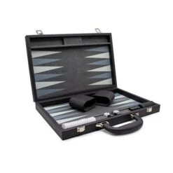 Backgammon 15 Inch 38 Cm Black PU Leather By LPG