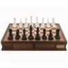 Chess Set Black & White On 20 Inch Walnut Finish Chess Board By Dal Rossi