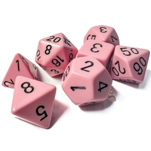 Opaque Polyhedral Pastel Pink/black 7-Die Set 3 Opaque Polyhedral Pastel Pink/black 7-Die Set