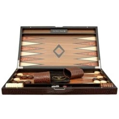 Backgammon 18 Inch Dark Wood Croc Design By Dal Rossi