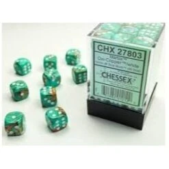 Marble Oxi-Copper/White Block 12mm D6 Dice (36 Dice) By Chessex