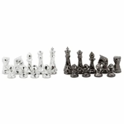 Chess Pieces Diamond-Cut Titanium & Silver 85mm By Dal Rossi