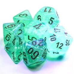 Borealis Light Green/Gold Luminary 7-Die Set By Chessex