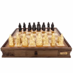 Chess Set Isle Of Lewis On 20 Inch Walnut Finish Chess Board By Dal Rossi