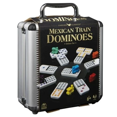 Mexican Train Dominoes Deluxe Set In Aluminium Carry Case 3 Mexican Train Dominoes Deluxe Set In Aluminium Carry Case