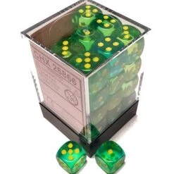 Gemini Translucent Green-Teal/Yellow Block 12mm D6 Dice (36 Dice) By Chessex