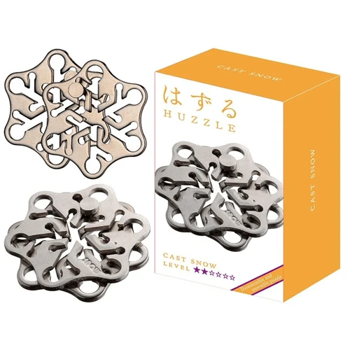 Huzzle LVL2 Snow Cast Metal Puzzle By Hanayama 3 Huzzle LVL2 Snow Cast Metal Puzzle By Hanayama