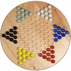 Chinese Checkers Wood With Marbles 29cm