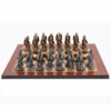 Chess Set Dragons Pewter On 20 Inch Walnut Gloss Chess Board Flat By Dal Rossi