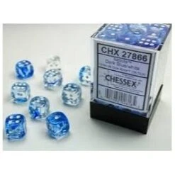 Nebula Dark Blue/White Block 12mm D6 Dice (36 Dice) By Chessex