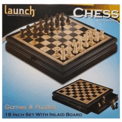 Chess Set 18 Inch 45cm Wood With Drawer By Launch