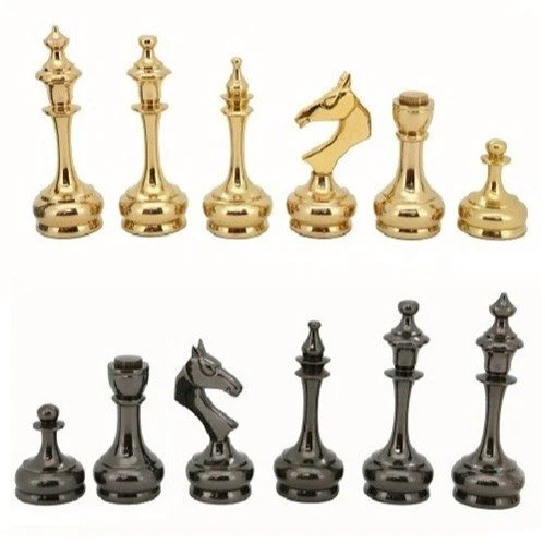 Chess Pieces Brass Titanium Cap Staunton By Dal Rossi 3 Chess Pieces Brass Titanium Cap Staunton By Dal Rossi