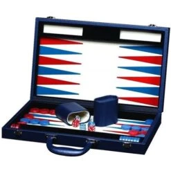 Backgammon 15 Inch Blue Leather Set By Dal Rossi