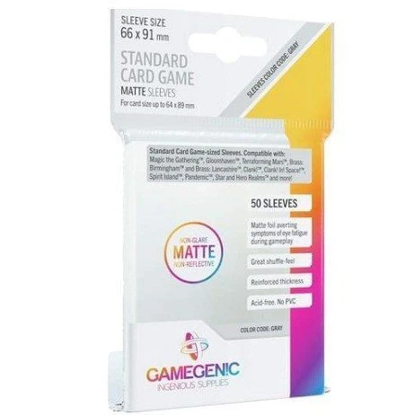 Card Sleeves (66x91mm) Standard Matte 50 Pack By Gamegenic 3 Card Sleeves (66x91mm) Standard Matte 50 Pack By Gamegenic