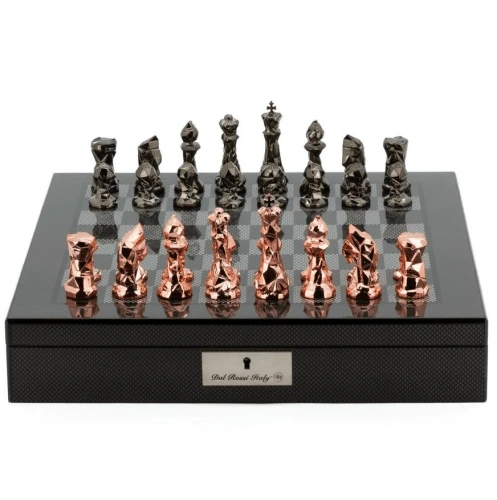Chess Set Diamond-Cut Copper & Bronze On 20 Inch Carbon Fibre Chess Board By Dal Rossi 3 Chess Set Diamond-Cut Copper & Bronze On 20 Inch Carbon Fibre Chess Board By Dal Rossi