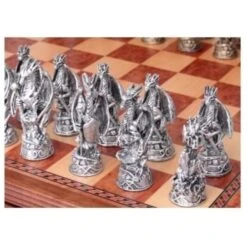 Chess Set Dragon Pewter On 20 Inch Walnut Gloss Chess Board By Dal Rossi -Board Game Store e9b9fb4b 722c 46ab 8a6e 391964671f8c