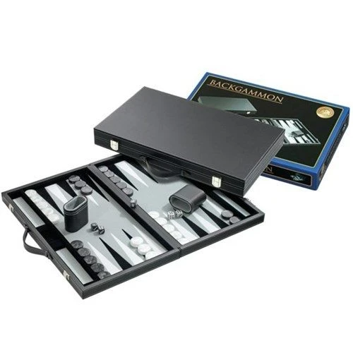 Backgammon 15 Inch Grey Stitched Leather By Philos 3 Backgammon 15 Inch Grey Stitched Leather By Philos
