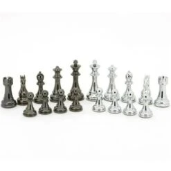 Chess Set Silver & Black On 20 Inch Walnut Finish Chess Board By Dal Rossi -Board Game Store ed4ee0d9 9068 4120 afd4 19e4cff0090c