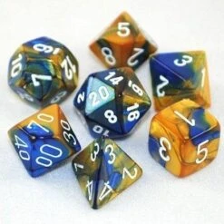 Gemini Blue-Gold/White 7-Die Set By Chessex