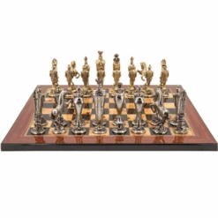 Chess Set Renaissance On 20 Inch Walnut Gloss Chess Board Flat By Dal Rossi
